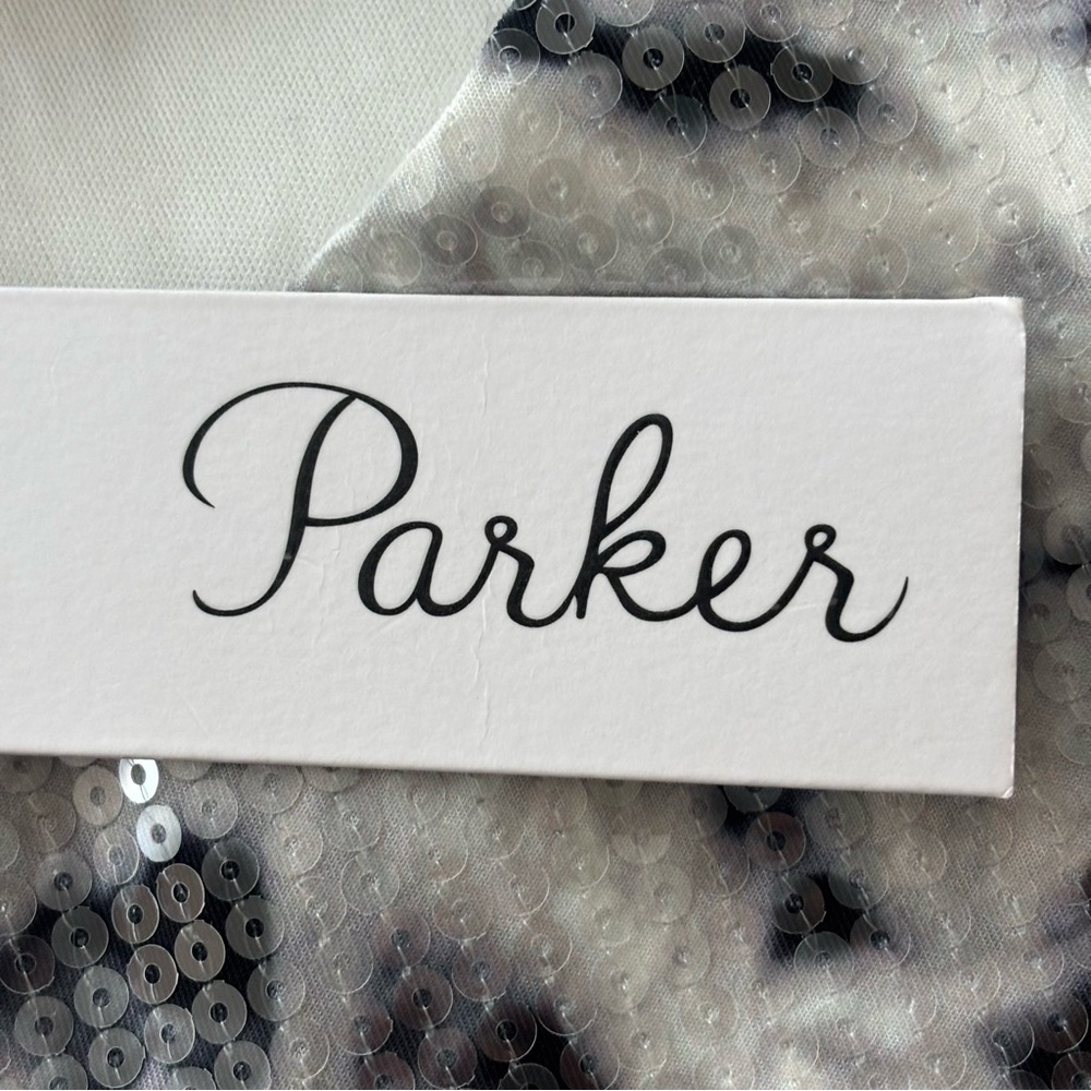NWT Parker White and Black Leopard Sequin Halter Mini Dress, Size XS - Picture 13 of 15